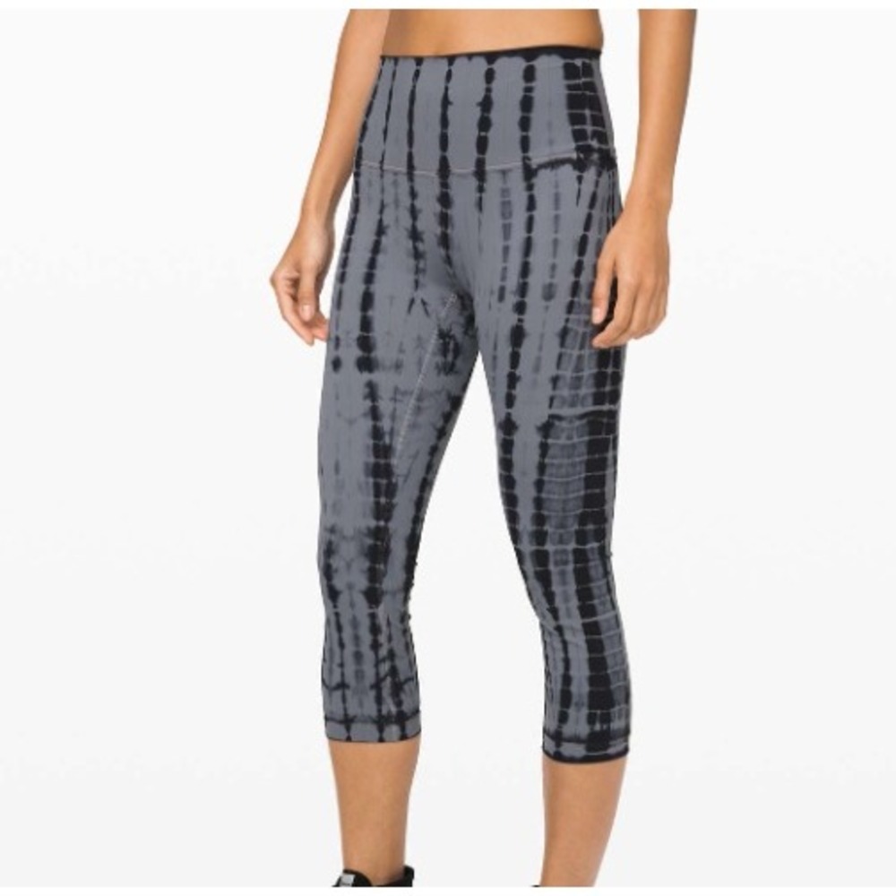 Lululemon Wunder Under Crop Leggings Size 6 High Rise Luxtreme 21" Grey‎ Black